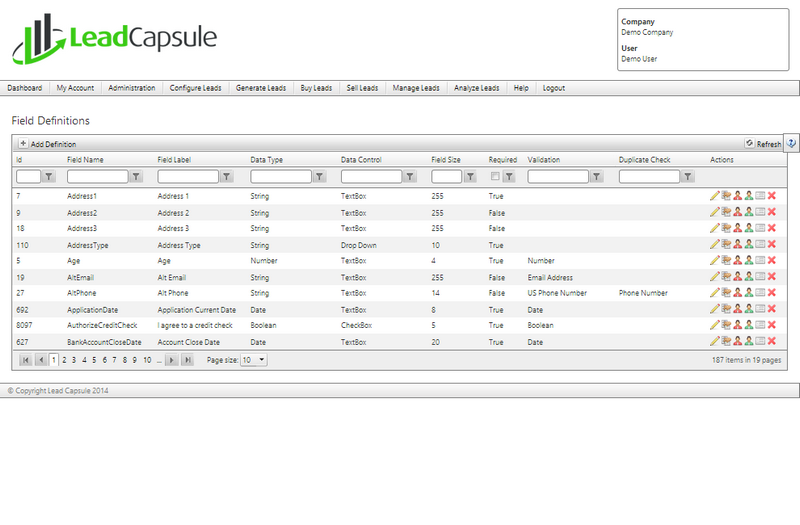 Dynamic Data Controls | Custom Field Definitions | Lead Capsule